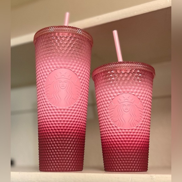 Starbucks Venti & Grande Studded Pink Ombre Cold Cups - Picture 3 of 4